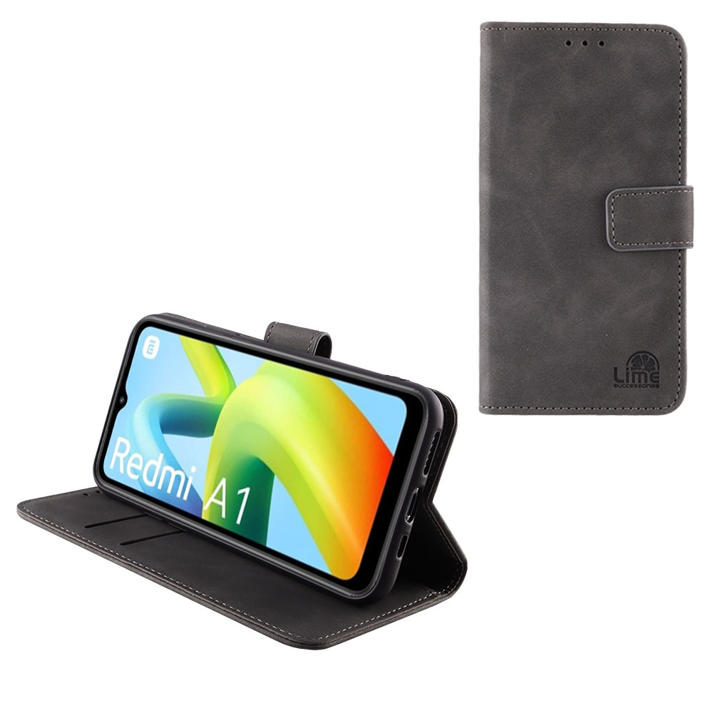 LIME ΘΗΚΗ XIAOMI REDMI A1/REDMI A2 6.52" ESSENTIAL MAGNET BOOK STAND CLIP GREY