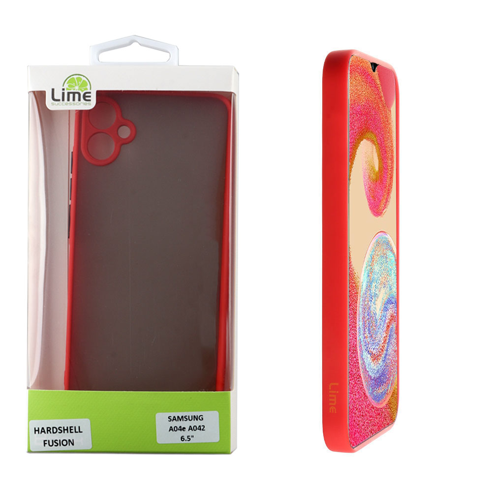 LIME ΘΗΚΗ SAMSUNG A04e A042 6.5" HARDSHELL FUSION FULL CAMERA PROTECTION RED WITH BLACK KEYS