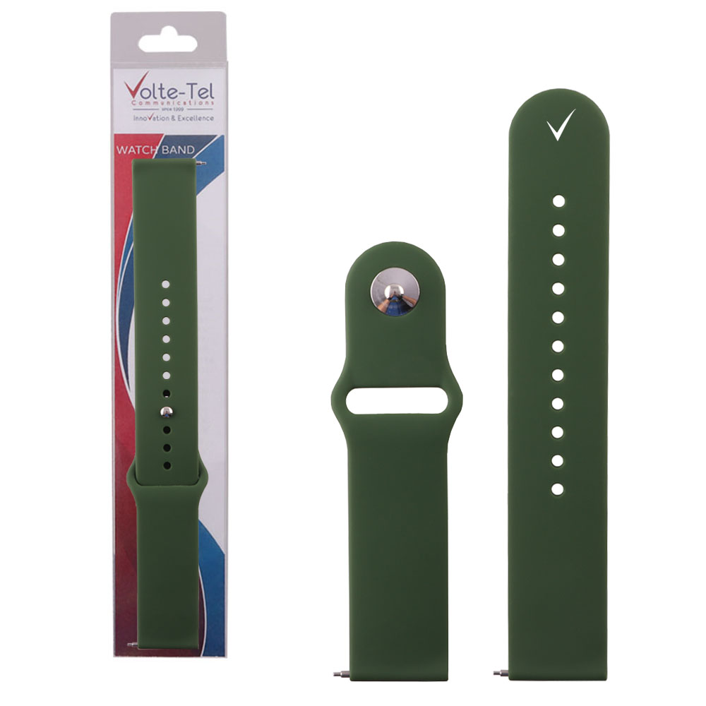 VOLTE-TEL ΛΟΥΡΑΚΙ ΡΟΛΟΓΙΟΥ ΣΙΛΙΚΟΝΗΣ UNIVERSAL 22mm DARK GREEN VT111