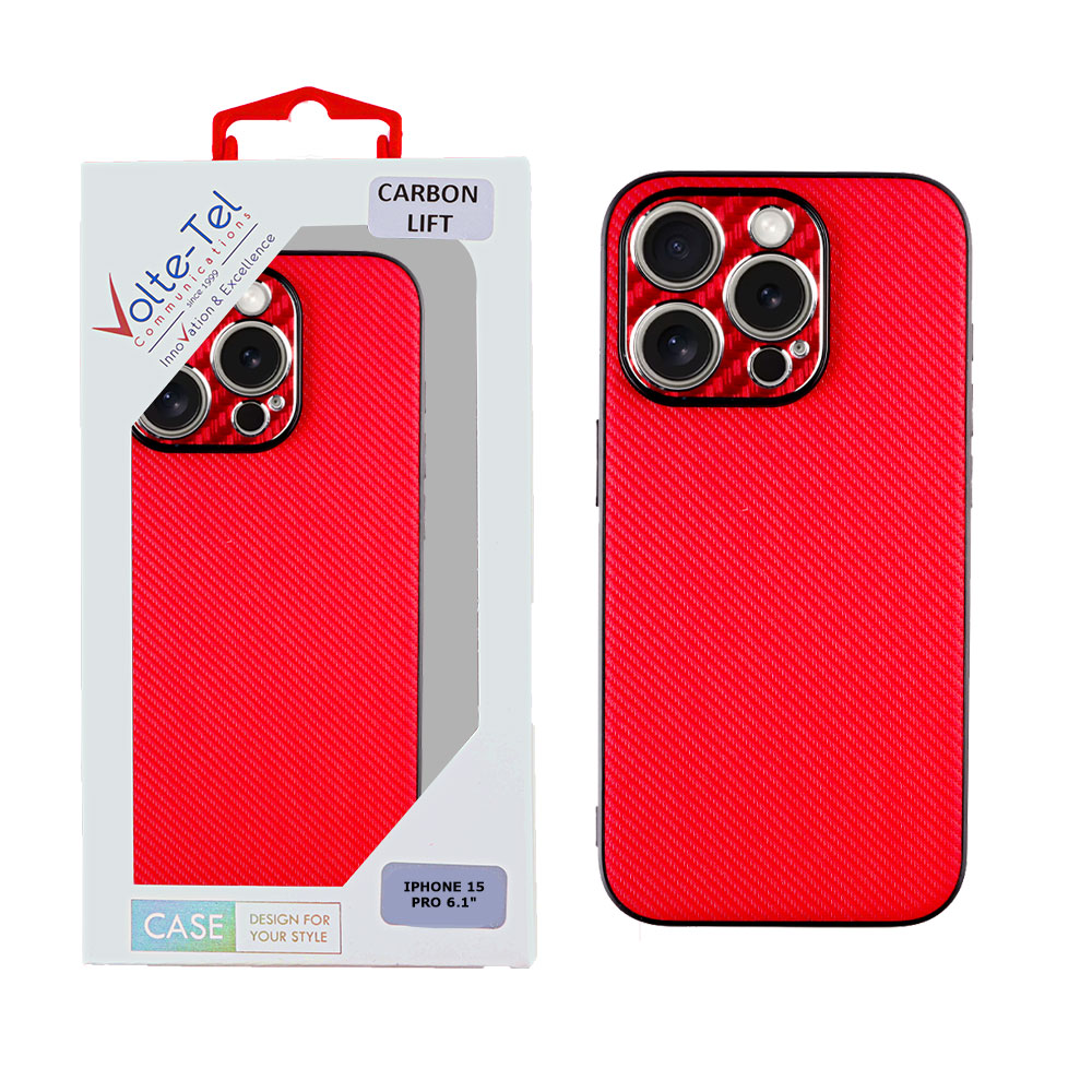 VOLTE-TEL ΘΗΚΗ IPHONE 15 PRO 6.1" CARBON LIFT FULL CAMERA PROTECTION RED