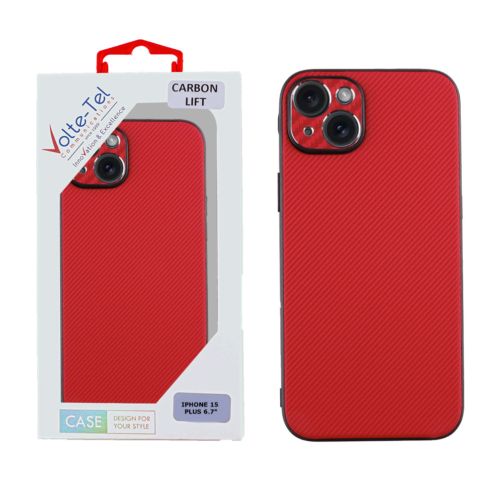 VOLTE-TEL ΘΗΚΗ IPHONE 15 PLUS 6.7" CARBON LIFT FULL CAMERA PROTECTION RED