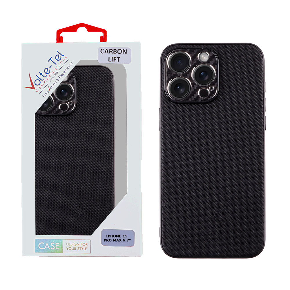 VOLTE-TEL ΘΗΚΗ IPHONE 15 PRO MAX 6.7" CARBON LIFT CAMERA GUARD PROTECTION BLACK