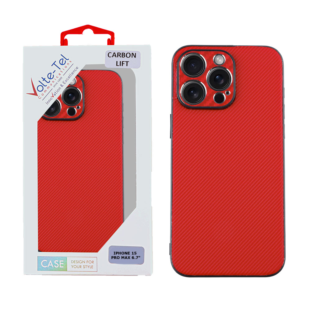 VOLTE-TEL ΘΗΚΗ IPHONE 15 PRO MAX 6.7" CARBON LIFT CAMERA GUARD PROTECTION RED