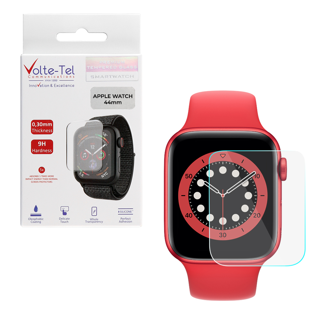 VOLTE-TEL TEMPERED GLASS APPLE WATCH 42mm 1.5"/44mm 1.78" 9H 0.30mm 2.5D FULL GLUE FULL COVER LARGE (3.2x2.5mm)