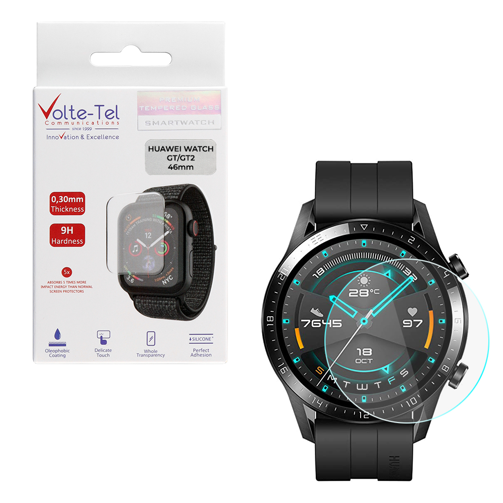 VOLTE-TEL TEMPERED GLASS HUAWEI WATCH GT2 46mm 1.39" 9H 0.30mm 2.5D FULL GLUE FULL COVER