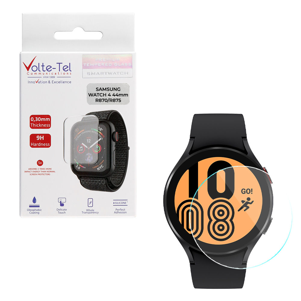 VOLTE-TEL TEMPERED GLASS SAMSUNG WATCH 4 44mm R870/R875 1.4" 9H 0.30mm 2.5D FULL GLUE FULL COVER