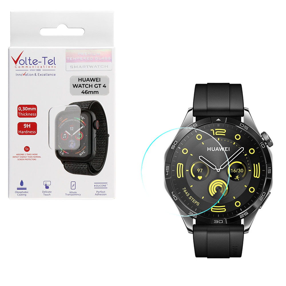 VOLTE-TEL TEMPERED GLASS HUAWEI WATCH GT 4 46mm 1.43" 9H 0.30mm 2.5D FULL GLUE FULL COVER