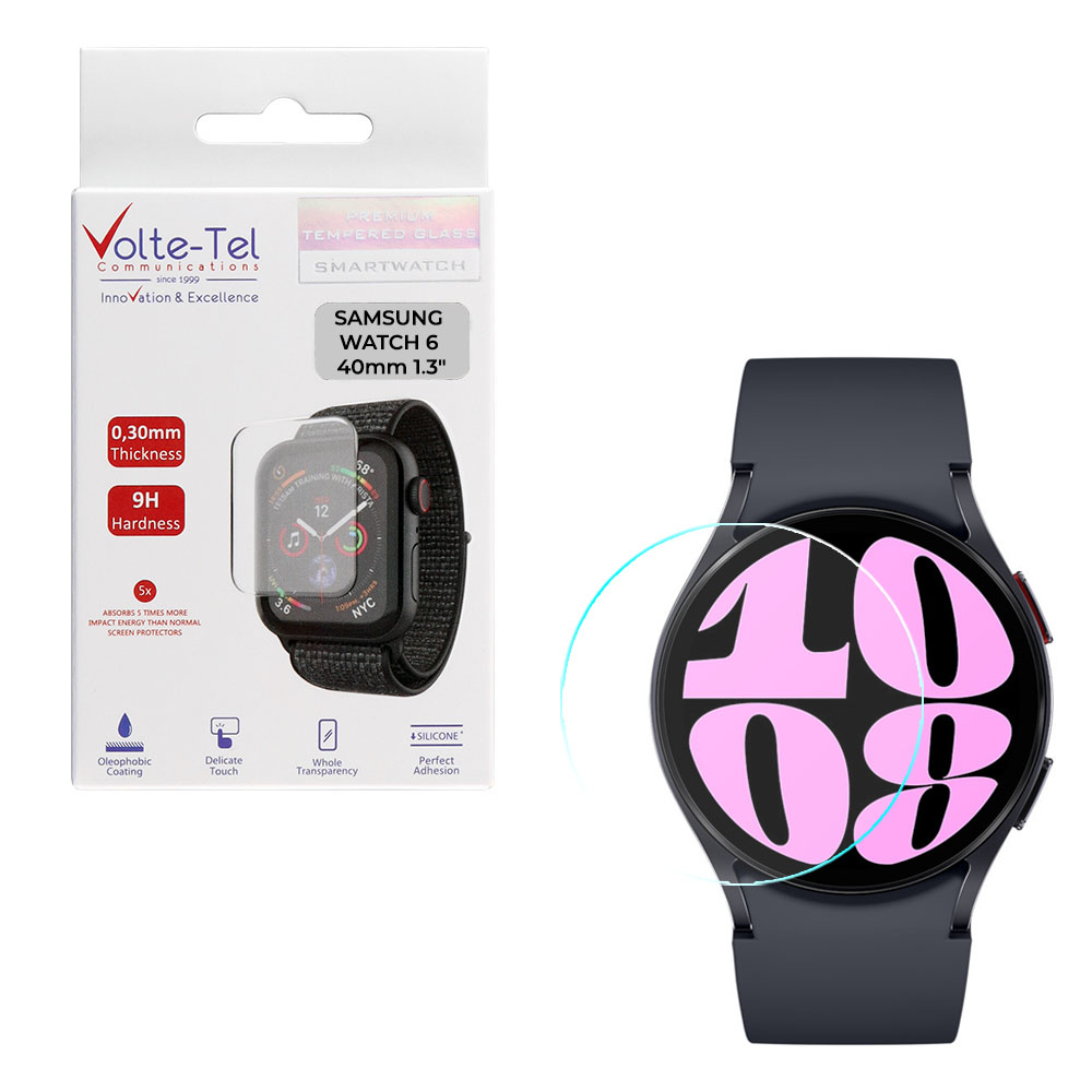 VOLTE-TEL TEMPERED GLASS SAMSUNG WATCH 6 40mm R930/R935 1.30" 9H 0.30mm 2.5D FULL GLUE FULL COVER