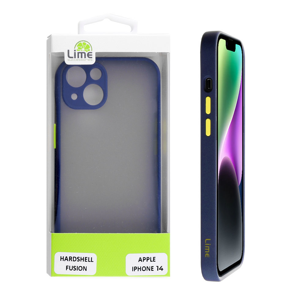 LIME ΘΗΚΗ IPHONE 14 6.1" HARDSHELL FUSION FULL CAMERA PROTECTION BLUE WITH YELLOW KEYS