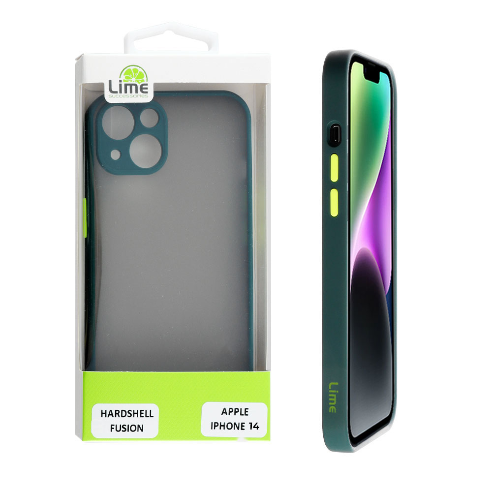LIME ΘΗΚΗ IPHONE 14 6.1" HARDSHELL FUSION FULL CAMERA PROTECTION GREEN WITH YELLOW KEYS