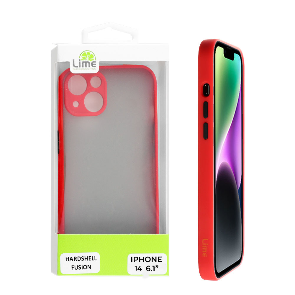 LIME ΘΗΚΗ IPHONE 14 6.1" HARDSHELL FUSION FULL CAMERA PROTECTION RED WITH BLACK KEYS
