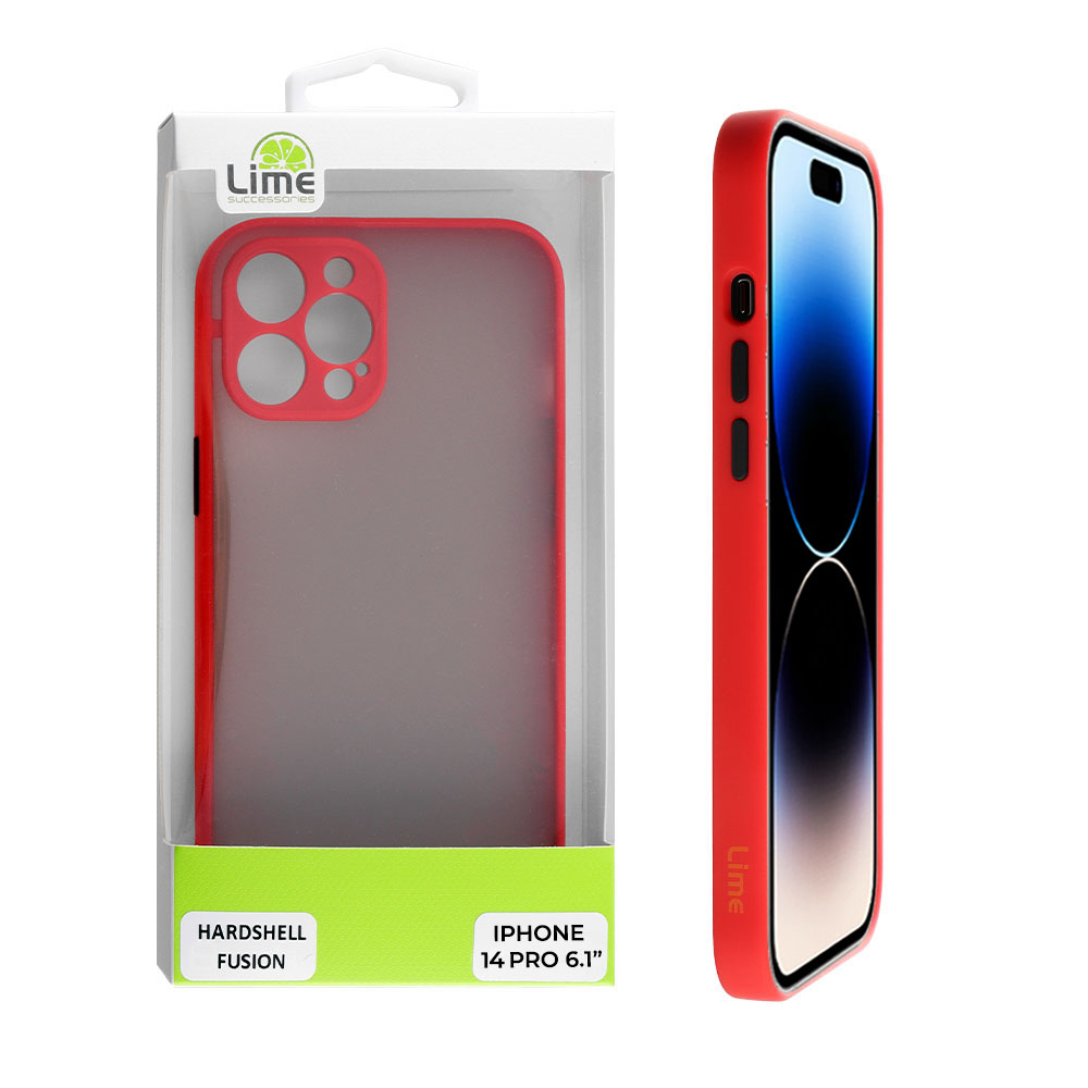 LIME ΘΗΚΗ IPHONE 14 PRO 6.1" HARDSHELL FUSION FULL CAMERA PROTECTION RED WITH BLACK KEYS