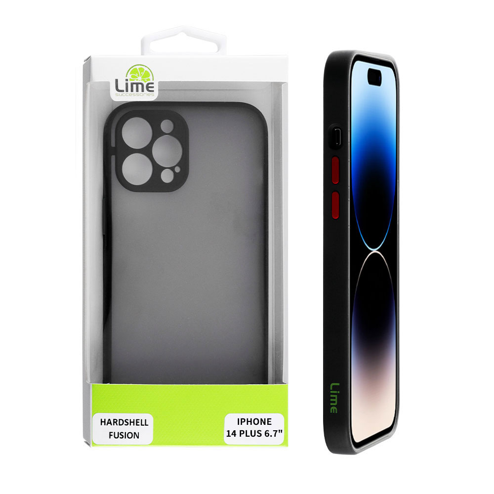 LIME ΘΗΚΗ IPHONE 14 PLUS 6.7" HARDSHELL FUSION FULL CAMERA PROTECTION BLACK WITH RED KEYS