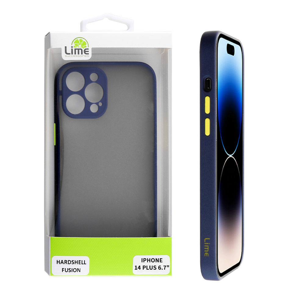 LIME ΘΗΚΗ IPHONE 14 PLUS 6.7" HARDSHELL FUSION FULL CAMERA PROTECTION BLUE WITH YELLOW KEYS