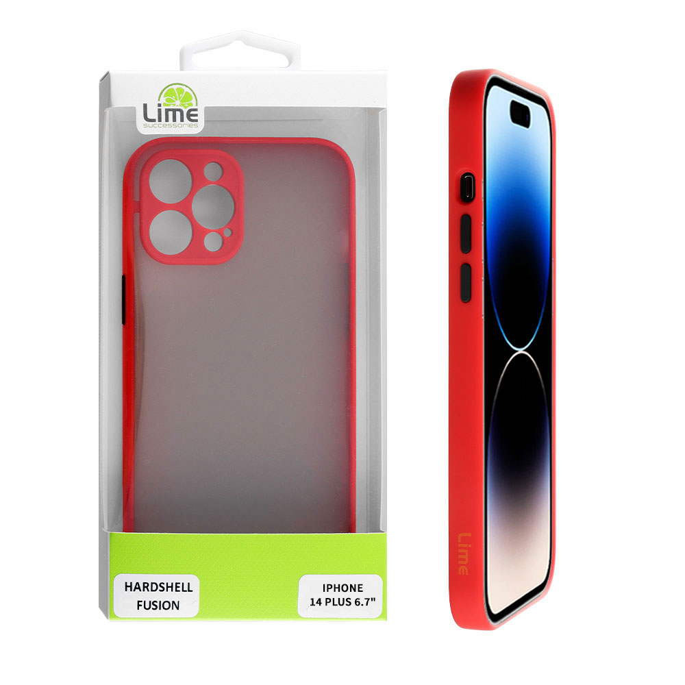 LIME ΘΗΚΗ IPHONE 14 PLUS 6.7" HARDSHELL FUSION FULL CAMERA PROTECTION RED WITH BLACK KEYS