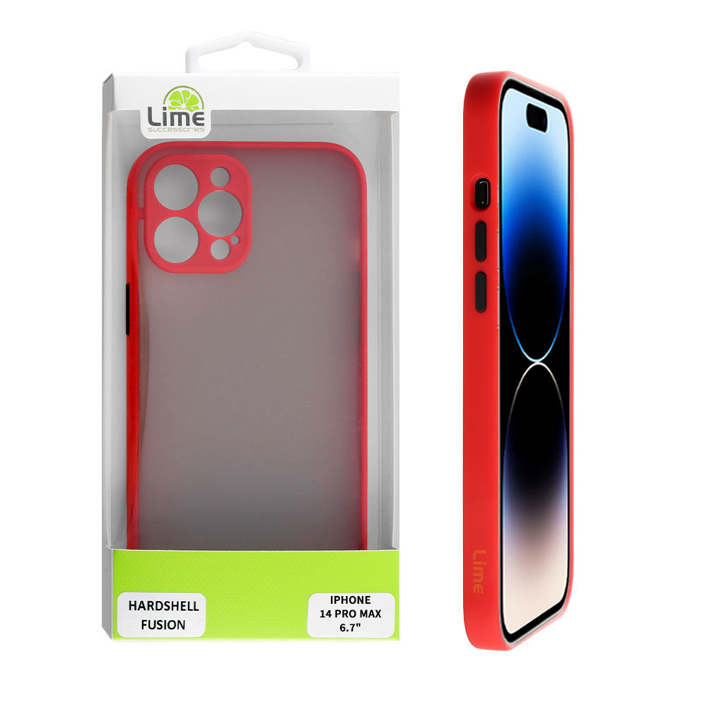 LIME ΘΗΚΗ IPHONE 14 PRO MAX 6.7" HARDSHELL FUSION FULL CAMERA PROTECTION RED WITH BLACK KEYS