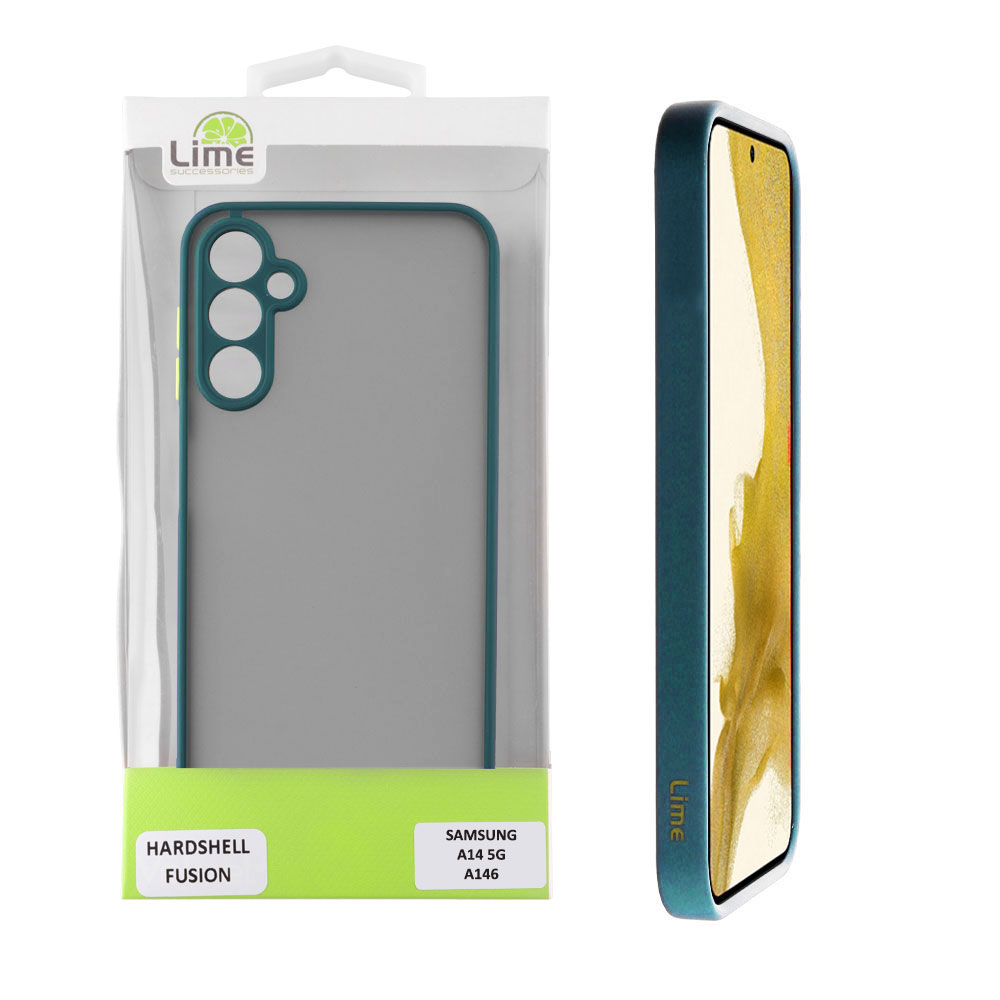 LIME ΘΗΚΗ SAMSUNG A14 4G A145/A14 5G A146 6.6" HARDSHELL FUSION FULL CAMERA PROTECTION GREEN WITH YELLOW KEYS
