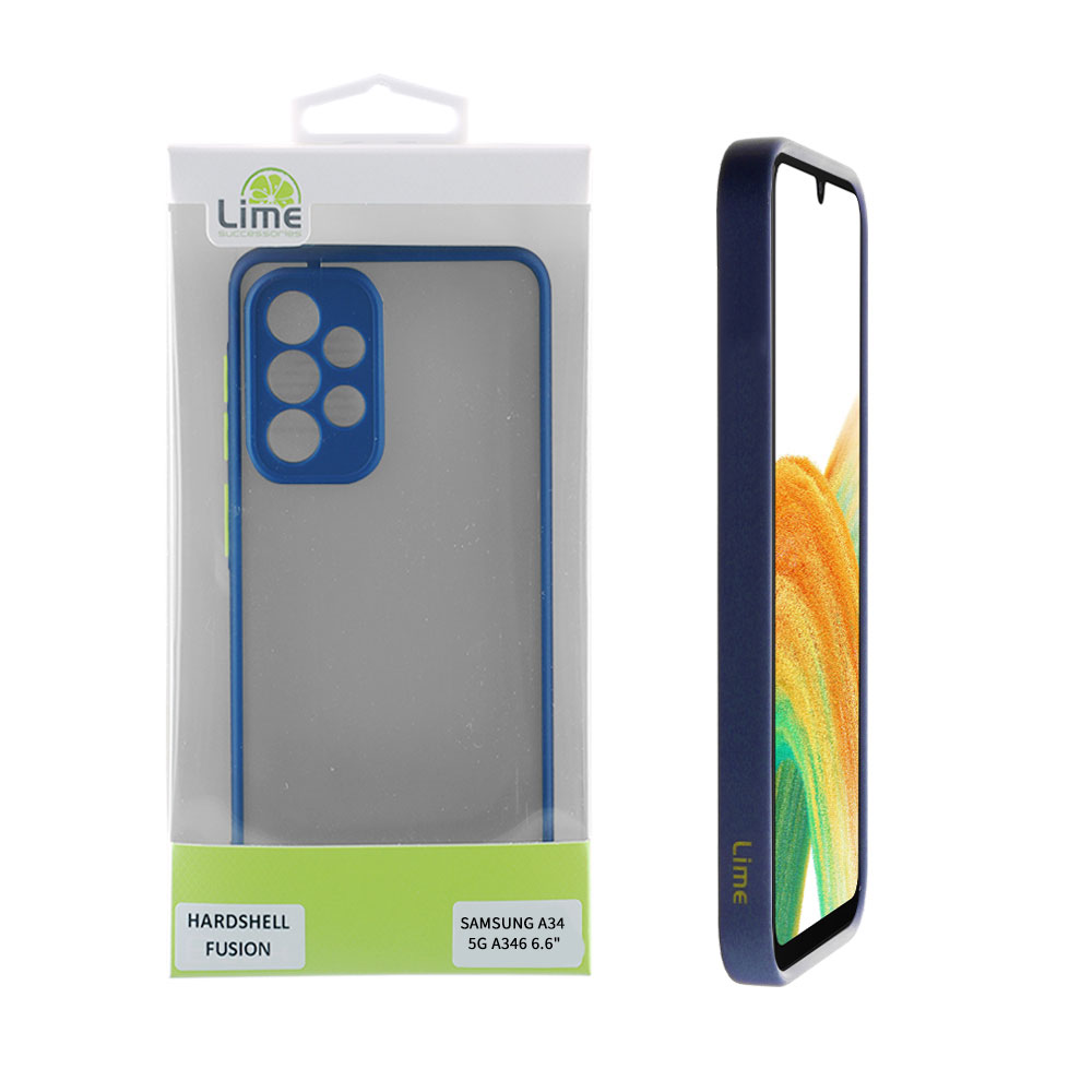 LIME ΘΗΚΗ SAMSUNG A34 5G A346 6.6" HARDSHELL FUSION FULL CAMERA PROTECTION BLUE WITH YELLOW KEYS