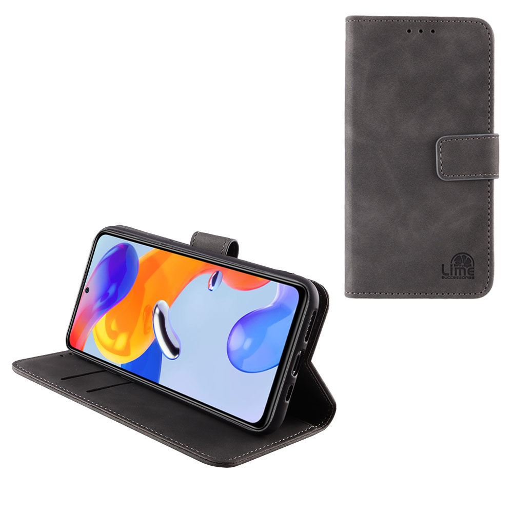 LIME ΘΗΚΗ XIAOMI REDMI NOTE 11/REDMI NOTE 11S 6.43" ESSENTIAL MAGNET BOOK STAND CLIP GREY