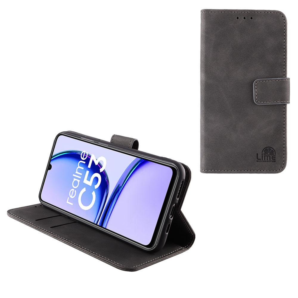 LIME ΘΗΚΗ REALME C51/C53 6.74" ESSENTIAL MAGNET BOOK STAND CLIP GREY