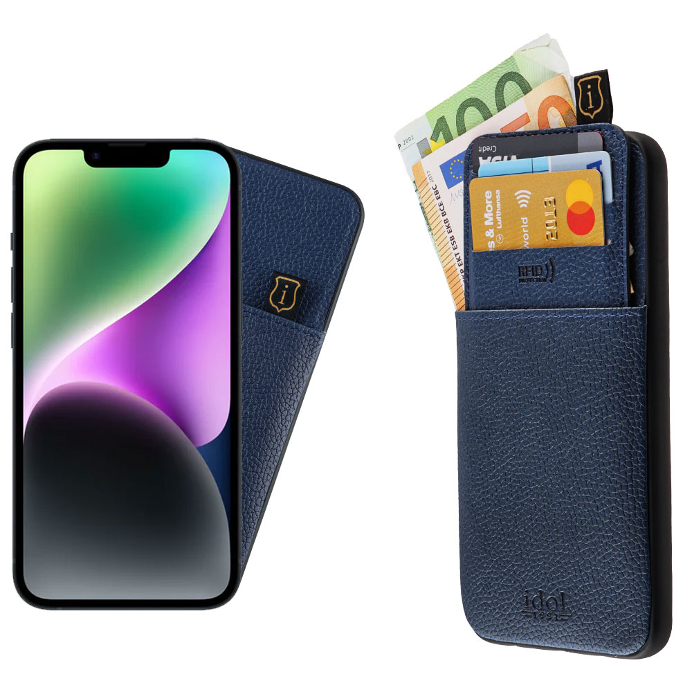 IDOL 1991 ΘΗΚΗ IPHONE 14 PRO 6.1" ANTI-RFID LEATHER SMART WALLET CAMERA GUARD BLUE