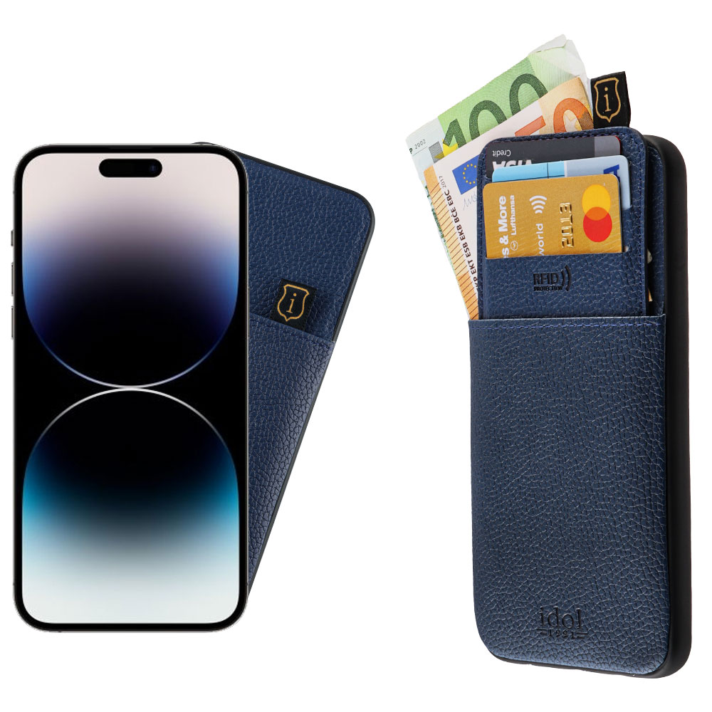 IDOL 1991 ΘΗΚΗ IPHONE 14 PRO MAX 6.7" ANTI-RFID LEATHER SMART WALLET CAMERA GUARD BLUE