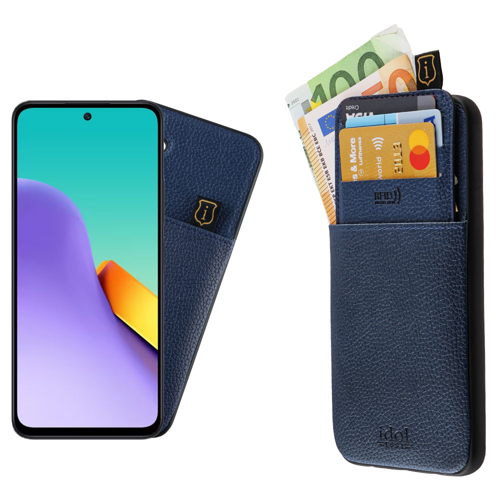 IDOL 1991 ΘΗΚΗ XIAOMI REDMI 12 4G/5G 6.79" ANTI-RFID LEATHER SMART WALLET FULL CAMERA PROTECTION BLUE