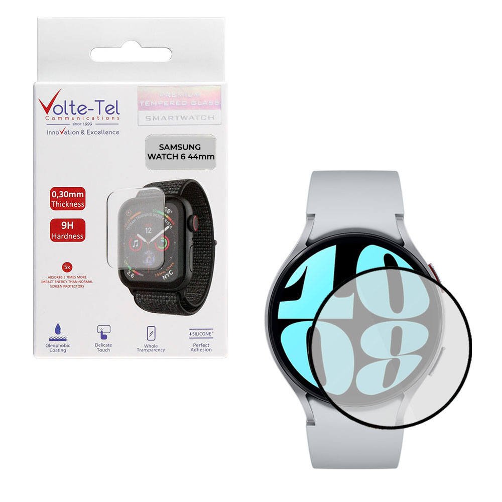 VOLTE-TEL TEMPERED GLASS SAMSUNG WATCH 6 44mm R940/R945 1.5" 9H 0.30mm 2.5D FULL GLUE FULL COVER BLACK