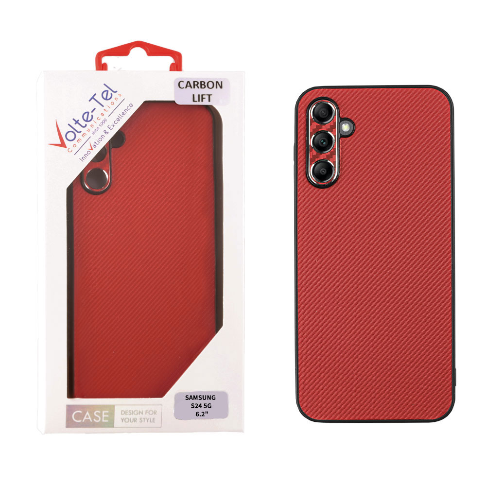 VOLTE-TEL ΘΗΚΗ SAMSUNG S24 5G S921 6.2" CARBON LIFT FULL CAMERA PROTECTION RED