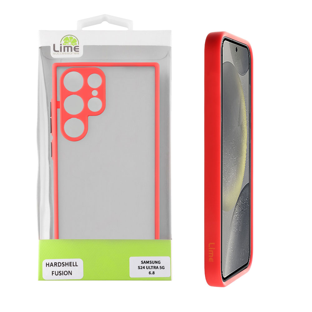 LIME ΘΗΚΗ SAMSUNG S24 ULTRA 5G S928 6.8" HARDSHELL FUSION FULL CAMERA PROTECTION RED WITH BLACK KEYS
