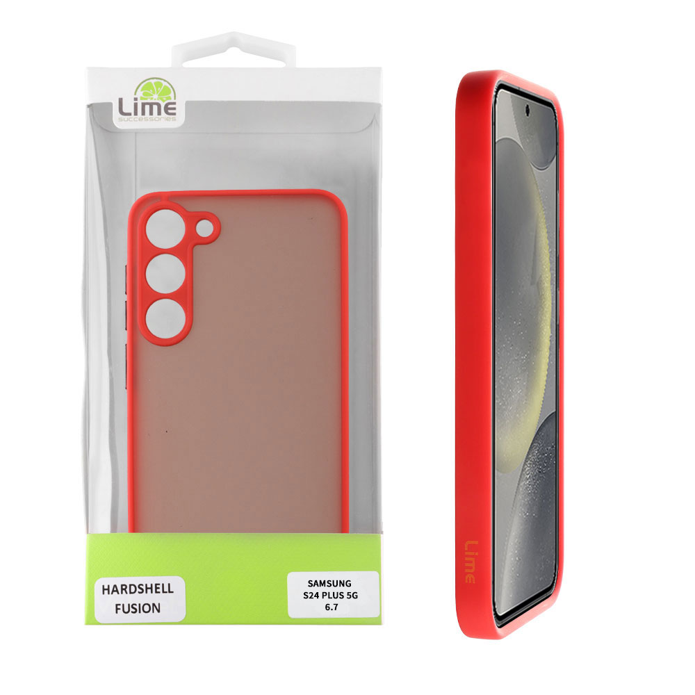 LIME ΘΗΚΗ SAMSUNG S24 PLUS 5G S926 6.7" HARDSHELL FUSION FULL CAMERA PROTECTION RED WITH BLACK KEYS