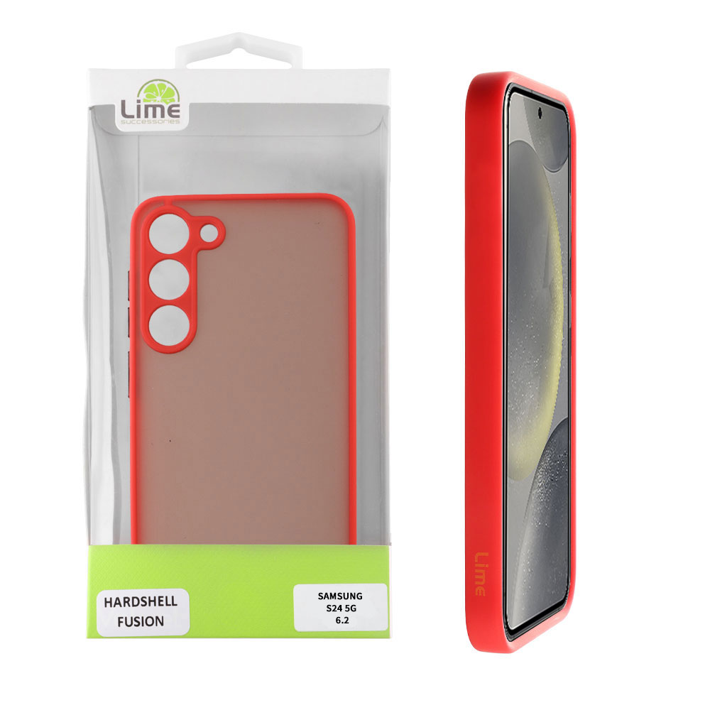 LIME ΘΗΚΗ SAMSUNG S24 5G S921 6.2" HARDSHELL FUSION FULL CAMERA PROTECTION RED WITH BLACK KEYS