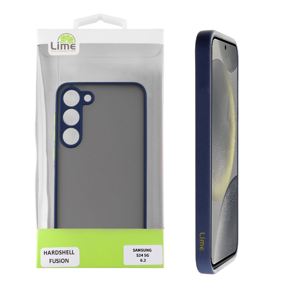 LIME ΘΗΚΗ SAMSUNG S24 5G S921 6.2" HARDSHELL FUSION FULL CAMERA PROTECTION BLUE WITH YELLOW KEYS