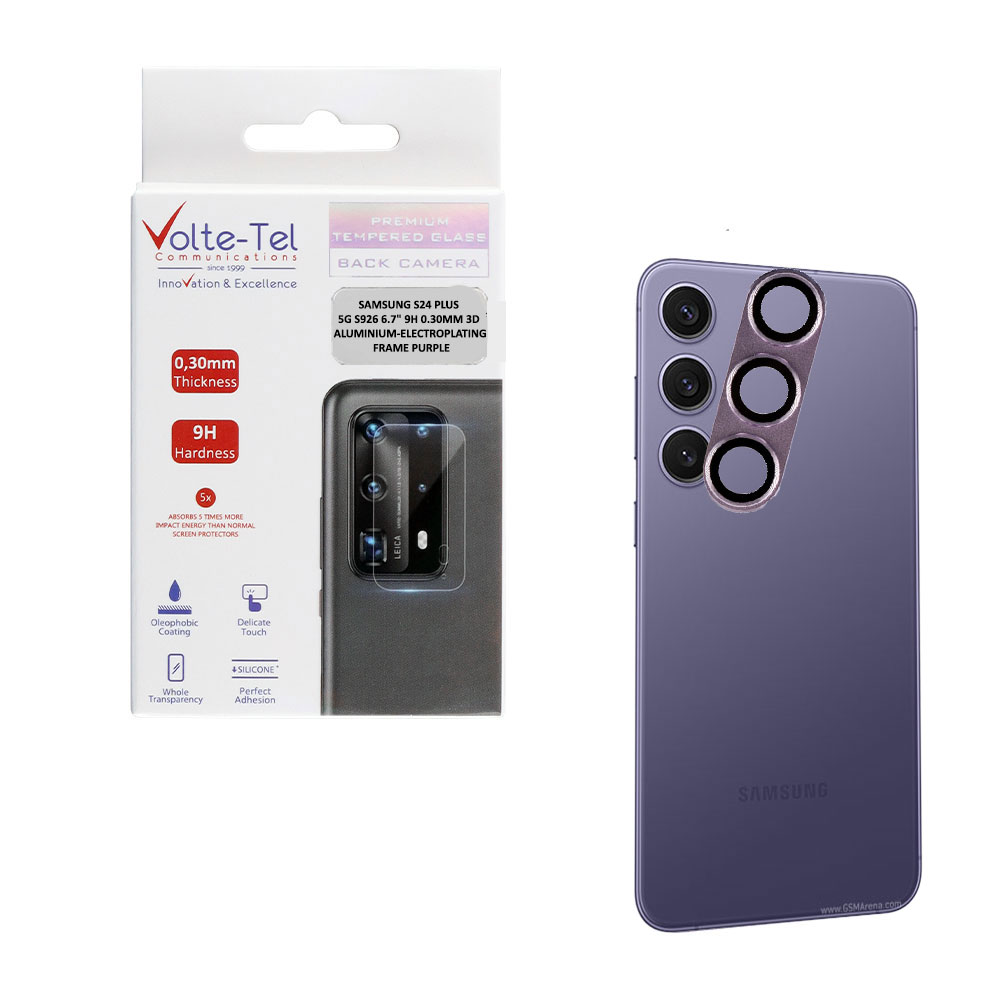 VOLTE-TEL CAMERA GLASS COVER SAMSUNG S24 PLUS 5G S926 6.7" 9H 0.30MM 3D ALUMINIUM-ELECTROPLATING FRAME PURPLE