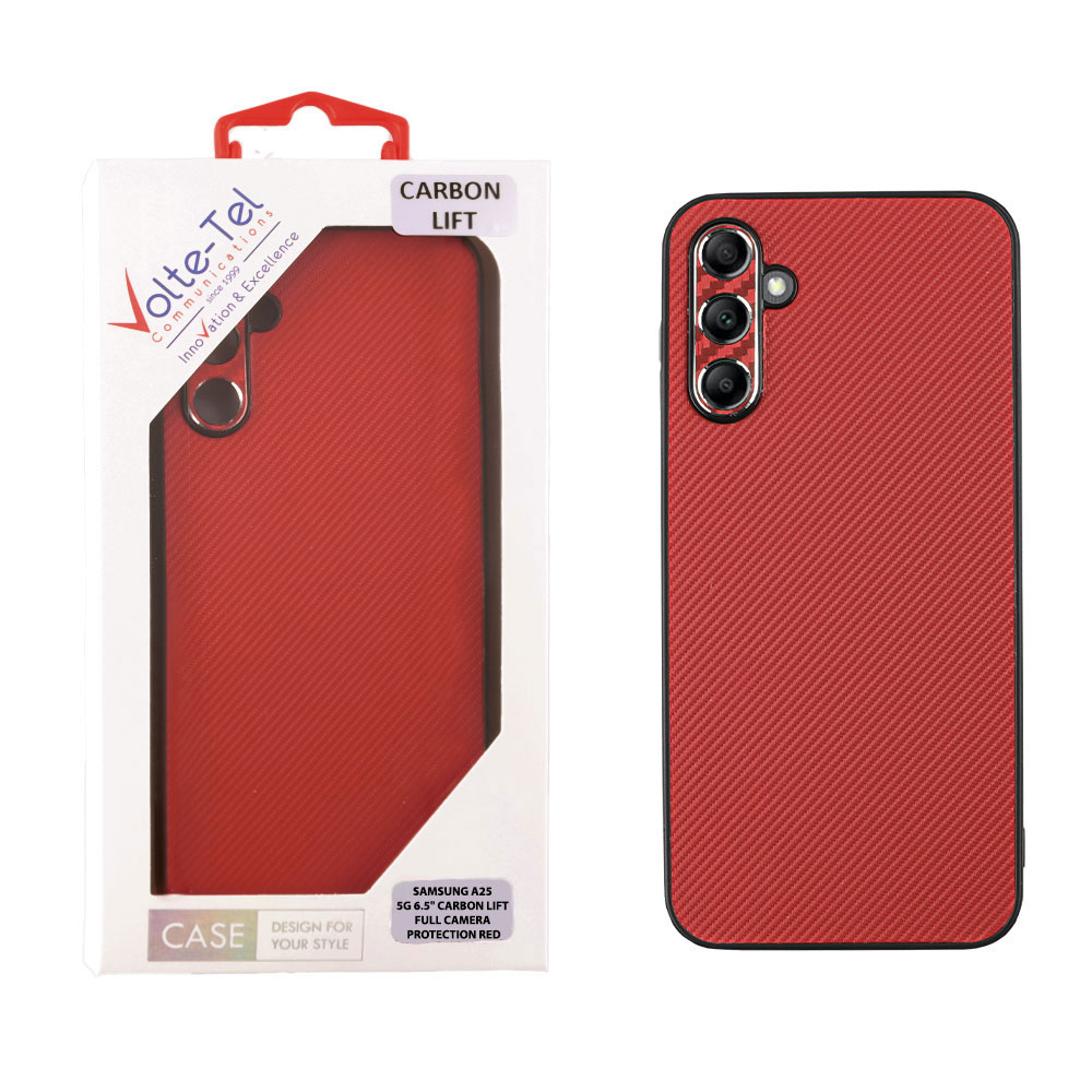 VOLTE-TEL ΘΗΚΗ SAMSUNG A25 5G A256 6.5" CARBON LIFT FULL CAMERA PROTECTION RED