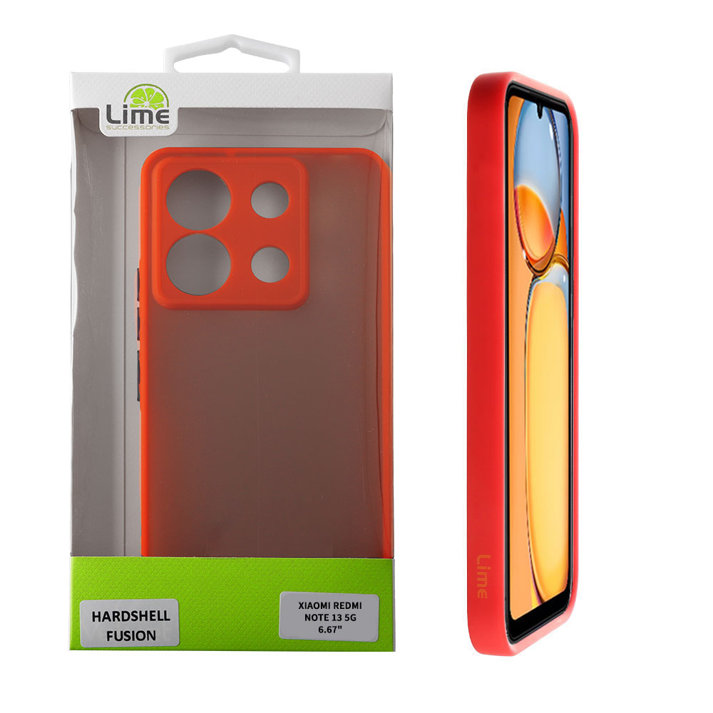 LIME ΘΗΚΗ XIAOMI REDMI NOTE 13 5G 6.67" HARDSHELL FUSION FULL CAMERA PROTECTION RED WITH BLACK KEYS
