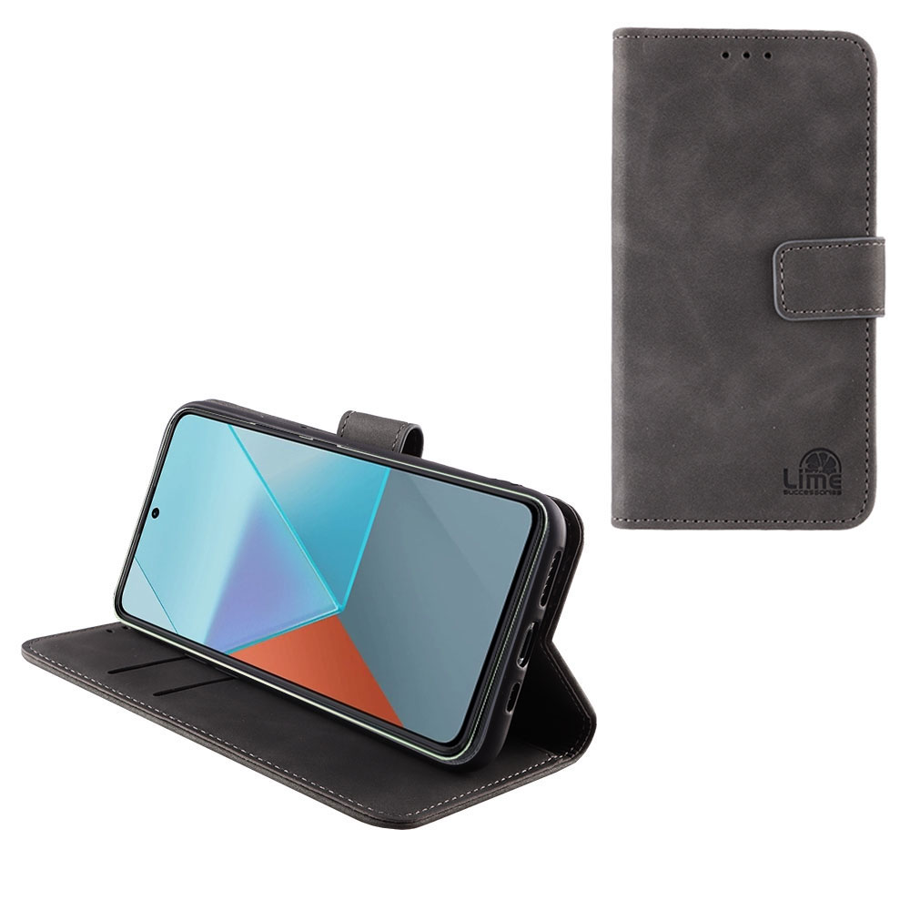 LIME ΘΗΚΗ XIAOMI REDMI NOTE 13 5G 6.67" ESSENTIAL MAGNET BOOK STAND CLIP GREY