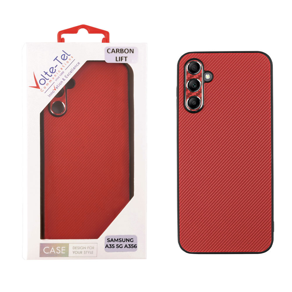 VOLTE-TEL ΘΗΚΗ SAMSUNG A35 5G A356 6.6" CARBON LIFT FULL CAMERA PROTECTION RED