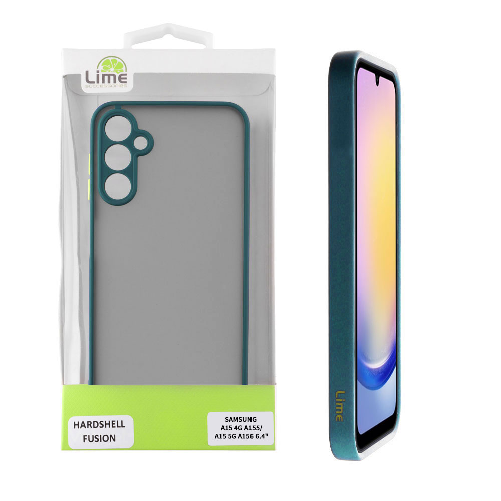 LIME ΘΗΚΗ SAMSUNG A15 4G A155/A15 5G A156 6.4" HARDSHELL FUSION FULL CAMERA PROTECTION GREEN WITH YELLOW KEYS