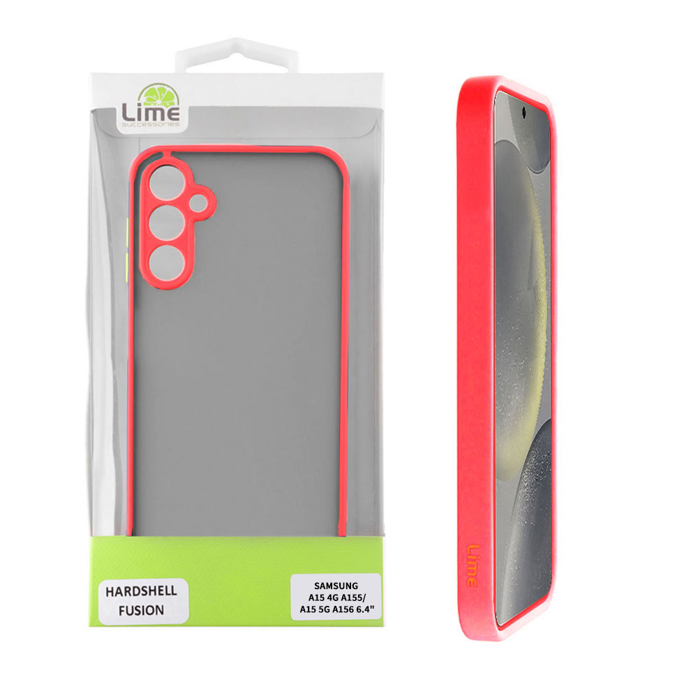 LIME ΘΗΚΗ SAMSUNG A15 4G A155/A15 5G A156 6.4" HARDSHELL FUSION FULL CAMERA PROTECTION RED WITH BLACK KEYS
