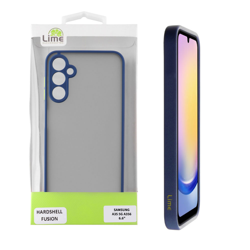 LIME ΘΗΚΗ SAMSUNG A35 5G A356 6.6" HARDSHELL FUSION FULL CAMERA PROTECTION BLUE WITH YELLOW KEYS