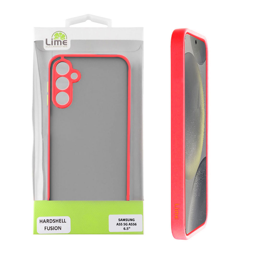 LIME ΘΗΚΗ SAMSUNG A55 5G A556 6.6" HARDSHELL FUSION FULL CAMERA PROTECTION RED WITH BLACK KEYS