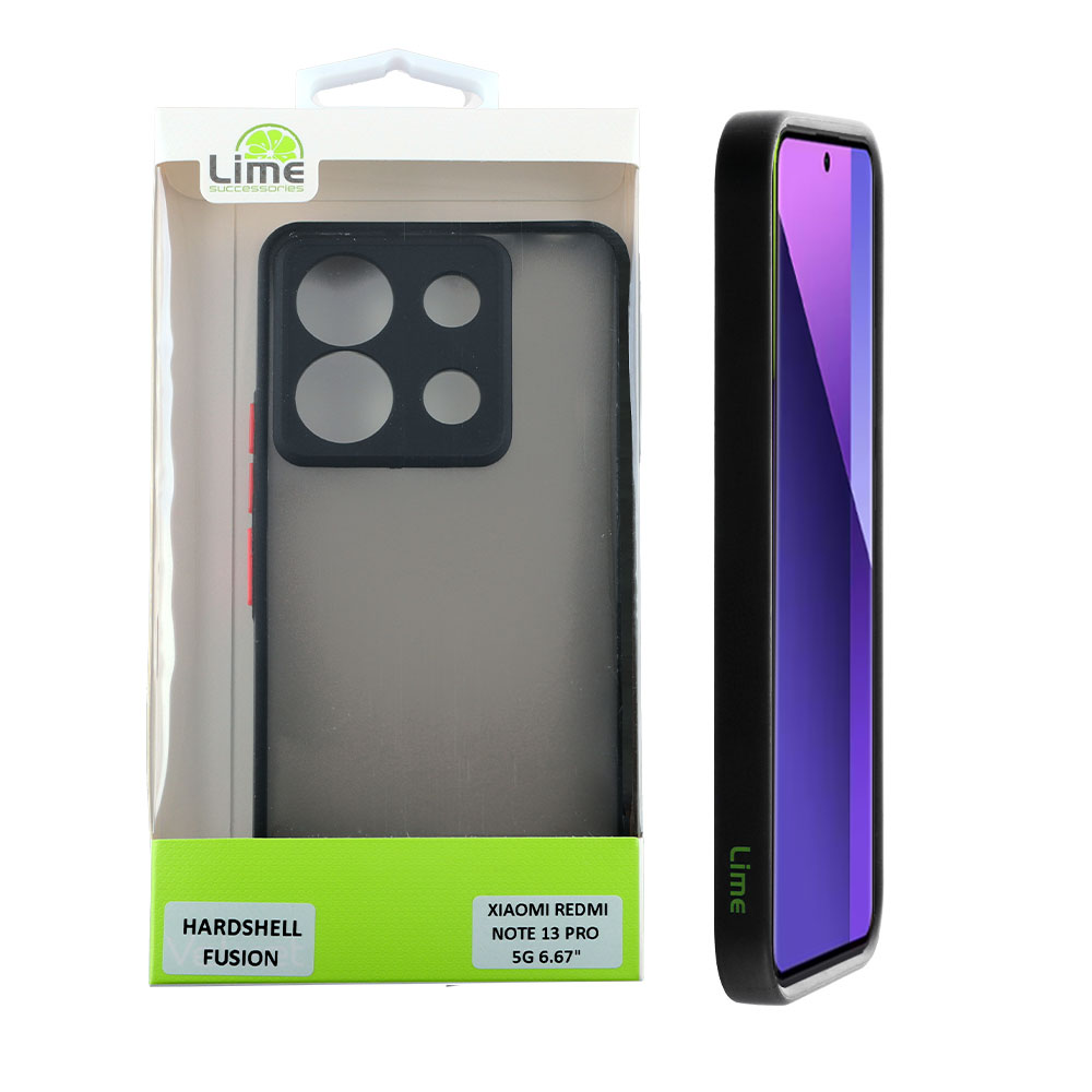 LIME ΘΗΚΗ XIAOMI REDMI NOTE 13 PRO 5G 6.67" HARDSHELL FUSION FULL CAMERA PROTECTION BLACK WITH RED KEYS