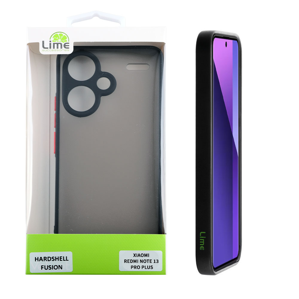 LIME ΘΗΚΗ XIAOMI REDMI NOTE 13 PRO PLUS 5G 6.67" HARDSHELL FUSION FULL CAMERA PROTECTION BLACK WITH RED KEYS