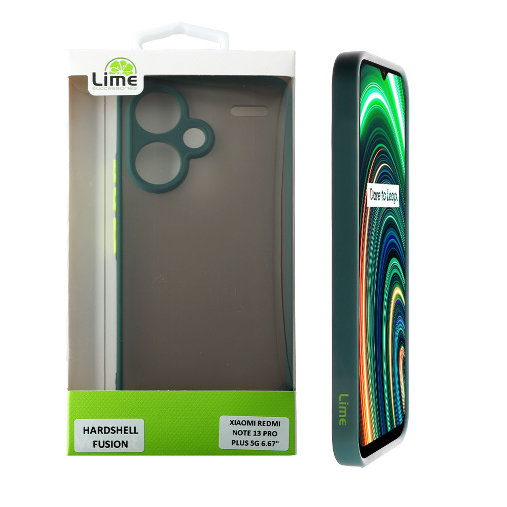 LIME ΘΗΚΗ XIAOMI REDMI NOTE 13 PRO PLUS 5G 6.67" HARDSHELL FUSION FULL CAMERA PROTECTION GREEN WITH YELLOW KEYS