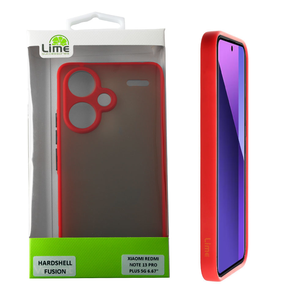 LIME ΘΗΚΗ XIAOMI REDMI NOTE 13 PRO PLUS 5G 6.67" HARDSHELL FUSION FULL CAMERA PROTECTION RED WITH BLACK KEYS