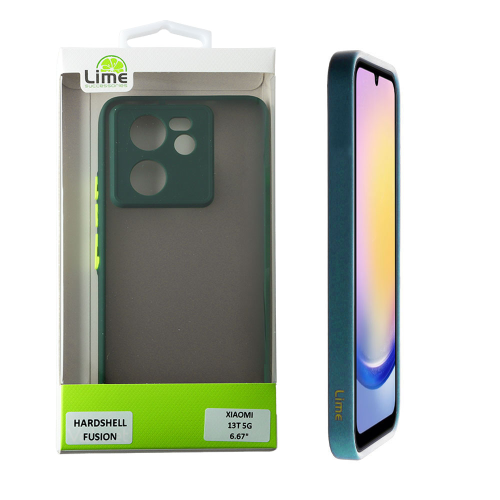 LIME ΘΗΚΗ XIAOMI 13T 5G 6.67" HARDSHELL FUSION FULL CAMERA PROTECTION GREEN WITH YELLOW KEYS
