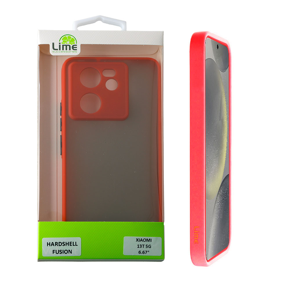LIME ΘΗΚΗ XIAOMI 13T 5G 6.67" HARDSHELL FUSION FULL CAMERA PROTECTION RED WITH BLACK KEYS