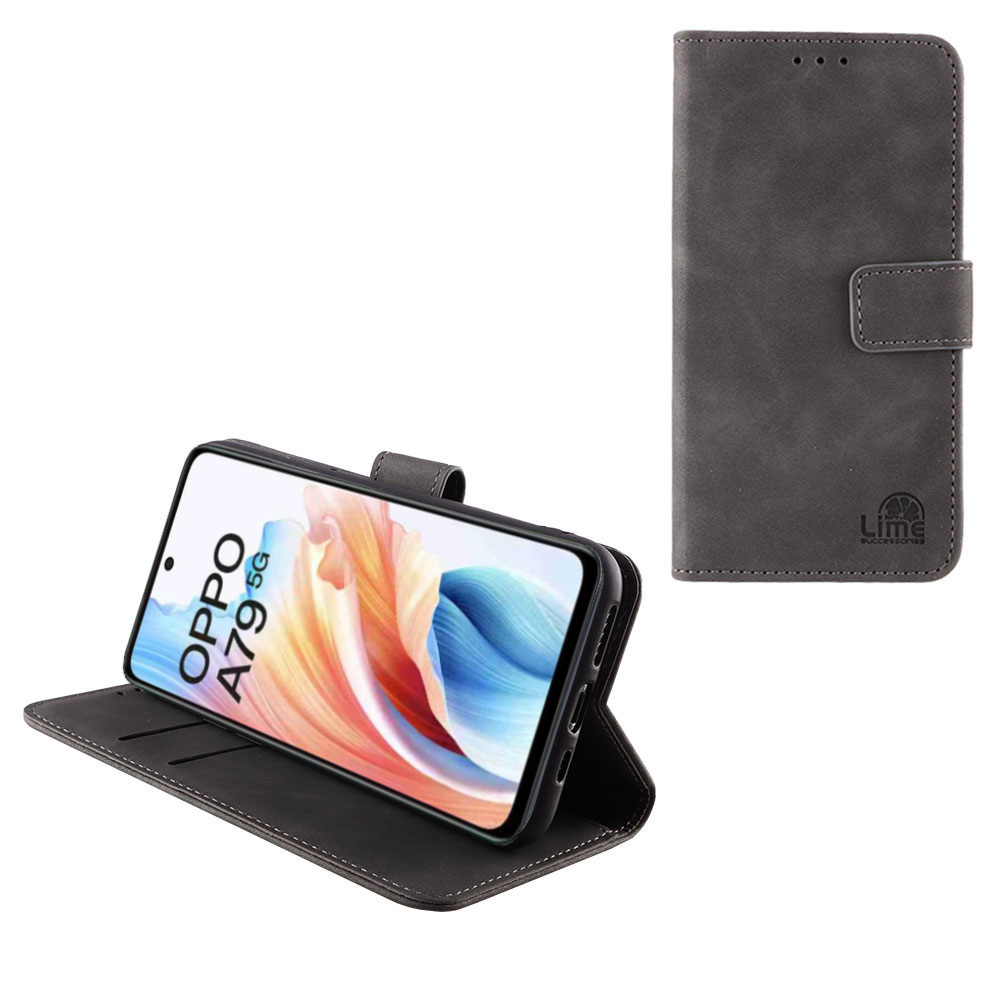 LIME ΘΗΚΗ OPPO A79 5G 6.72" ESSENTIAL MAGNET BOOK STAND CLIP GREY