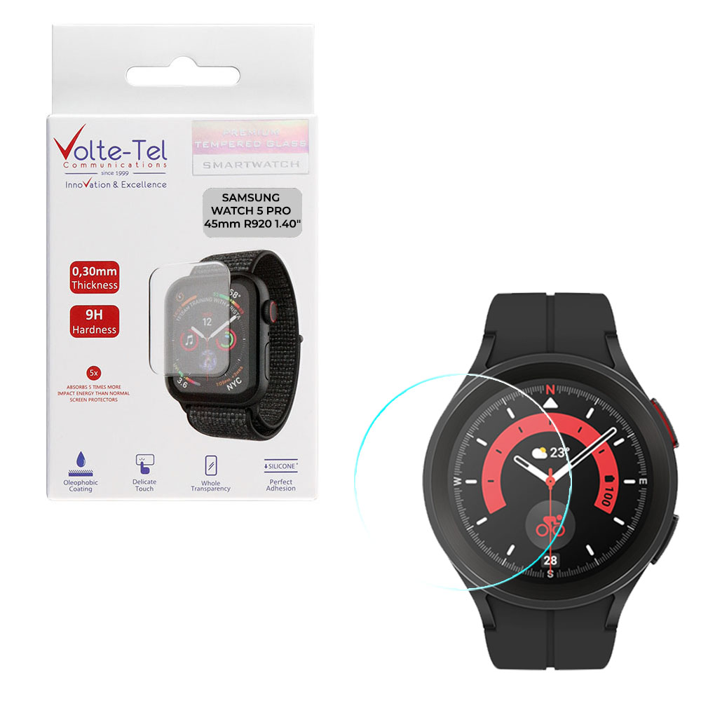 VOLTE-TEL TEMPERED GLASS SAMSUNG WATCH 5 PRO 45mm R920 1.40" 9H 0.30mm 2.5D FULL GLUE FULL COVER